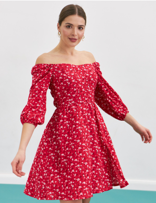 Картинка Сукня червона з принтом