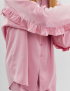 Картинка Блуза шовкова з рюшем на спині рожева