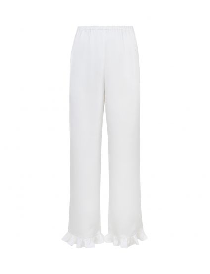 Картинка Шовкові брюки з рюшем білі