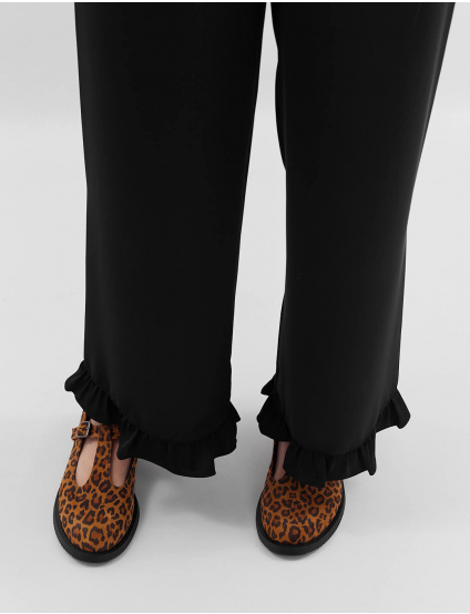 Картинка Шовкові брюки з рюшем чорні