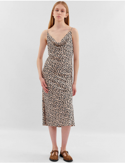 Картинка Сукня-комбінація міді бежева з леопардовим принтом