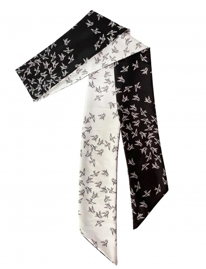 Картинка Хустка-твіллі "Ластівки" чорно-біла