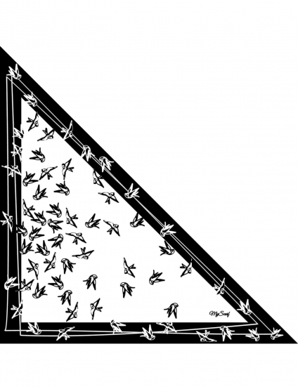 Картинка Хустка "Ластівки" чорно-біла з принтом