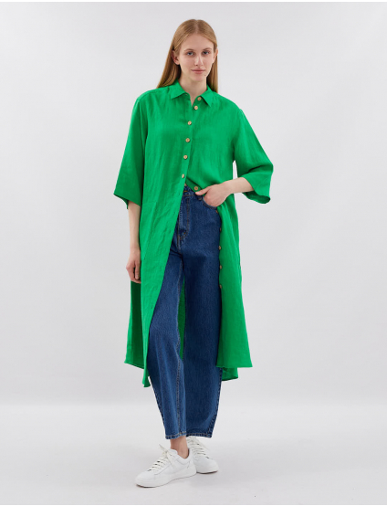 Картинка Сукня-сорочка міді зелена