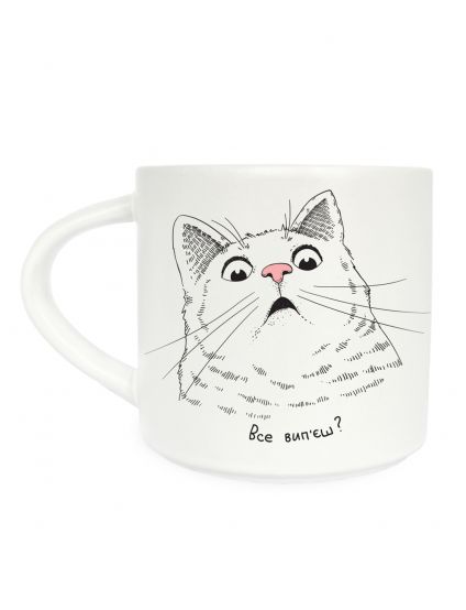 Картинка Чашка "Здивований кіт" біла