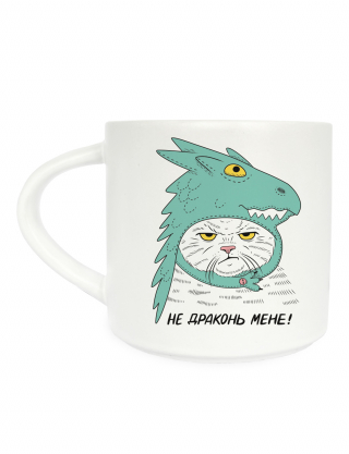 Картинка Чашка «Кіт-дракон» біла