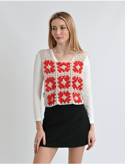Картинка Кофта в'язана червоно-бежева