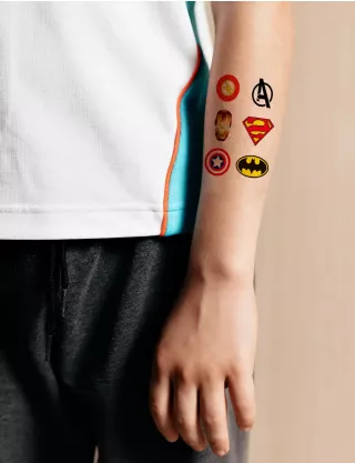 Картинка Набір тимчасових тату "Значки супергерої"