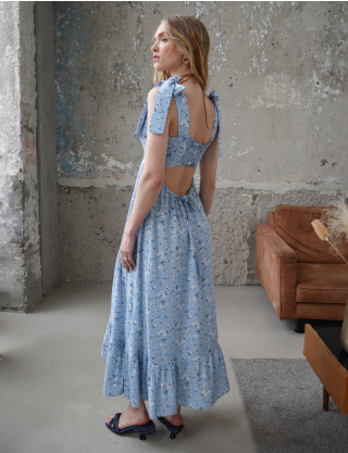 Картинка Сукня максі з квітковим принтом блакитна