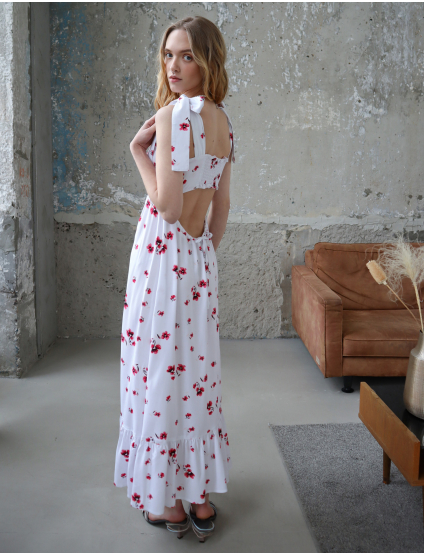 Картинка Сукня максі з квітковим принтом біла