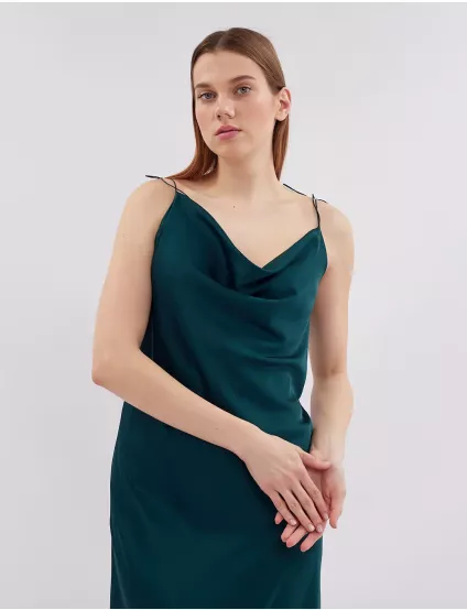 Картинка Сукня максі темно-зелена шокова