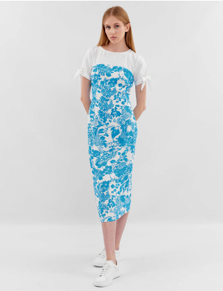 Картинка Сукня міді з блакитним принтом