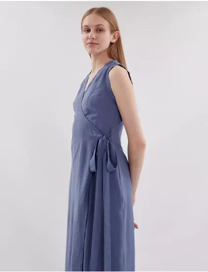 Картинка Сукня міді блакитна на запах