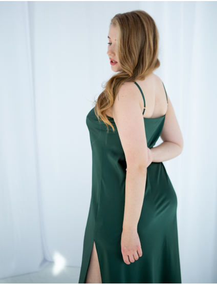 Картинка Сукня максі зелена з розрізом