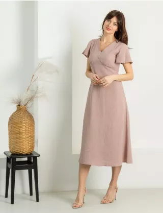 Картинка Сукня міді рожева муслінова