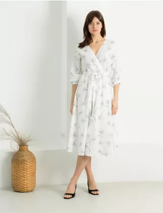 Картинка Сукня міді біла з принтом