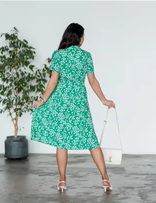 Картинка Сукня міді зелена з принтом