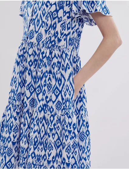 Картинка Сукня міді з синім принтом