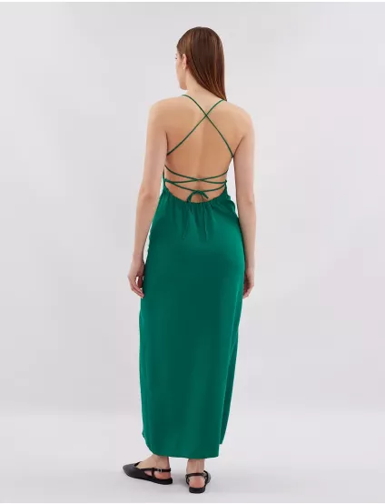 Картинка Сукня максі зелена з відкритою спиною