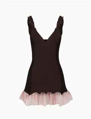 Картинка Сукня міні темно-коричнева 