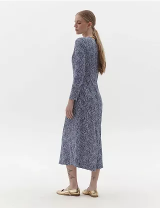 Картинка Сукня міді синя зрозрізом