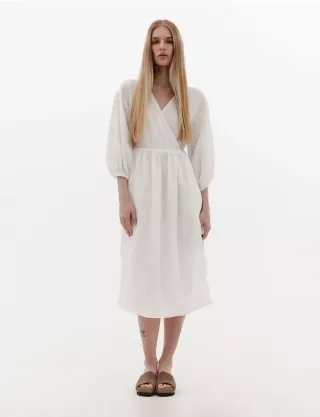 Картинка Сукня міді з фактурна біла