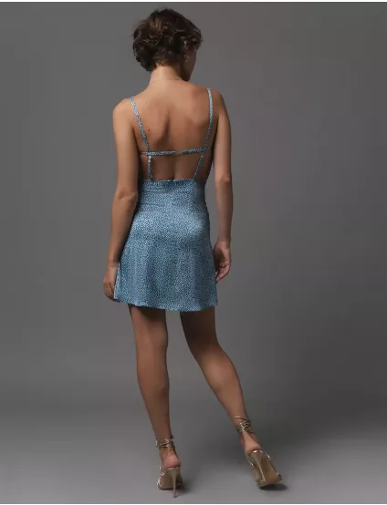 Картинка Сукня міні синя з відкритою спиною