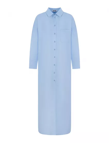 Картинка Сукня-сорочка максі блакитна