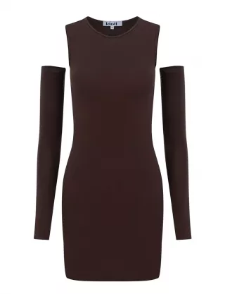 Картинка Сукня мін коричнева зі знімними рукавами