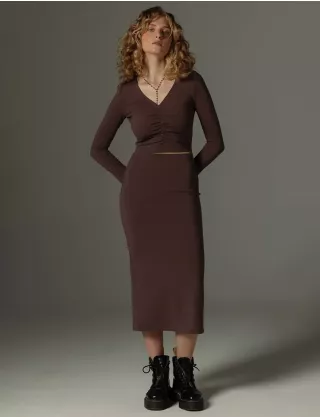 Картинка Сукня міді темно-коричнева