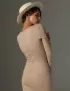 Картинка Сукня міді з розрізом на талії бежева