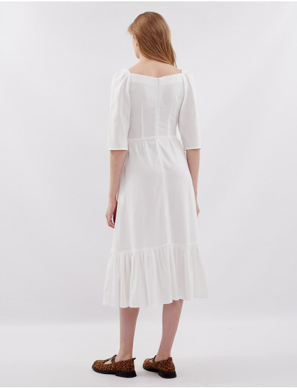 Картинка Сукня міді біла з розрізом