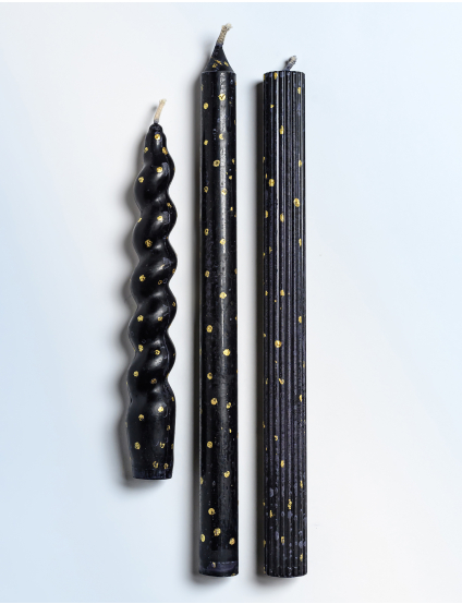 Картинка Набір свічок Dotted Taper Candles чорний