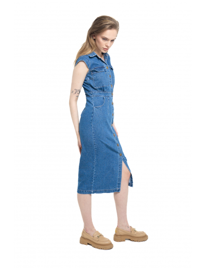 Картинка Сукня міді синя джинсова