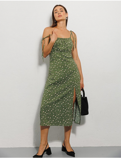 Картинка Сарафан міді зелений з принтом