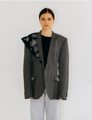 Картинка Піджак сірий з вибійкою