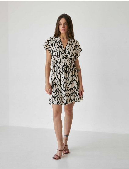 Картинка Сукня міні бежева з принтом