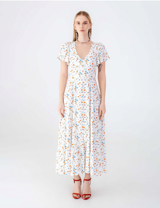 Картинка Сукня максі біла з квітковим принтом