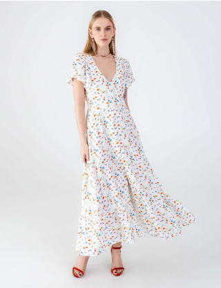 Картинка Сукня максі біла з квітковим принтом