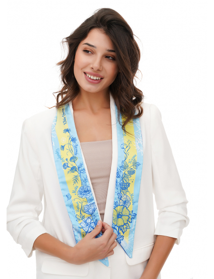 Картинка Хустка-твіллі синя з принтом