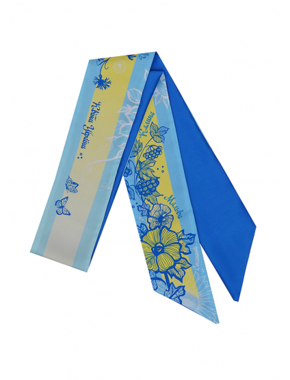 Картинка Хустка-твіллі синя з принтом