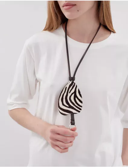 Картинка Ключниця чорно-біла шкіряна