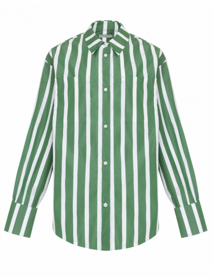 Картинка Сорочка біло-зелена смугаста