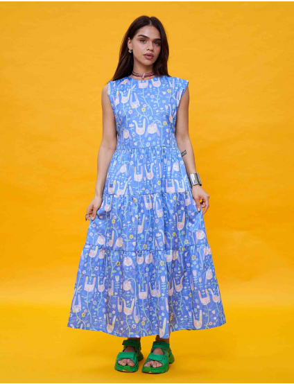 Картинка Сукня максі блакитна з принтом
