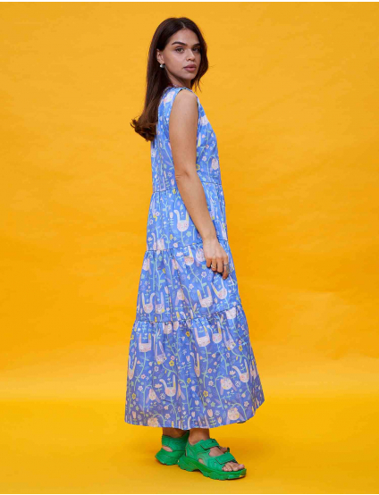 Картинка Сукня максі блакитна з принтом