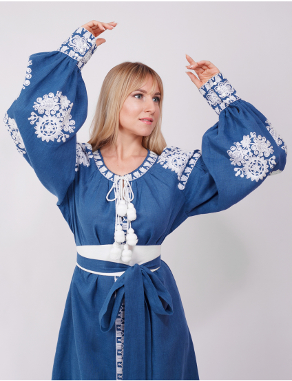 Картинка Вишита сукня "Місячна ніч" синя