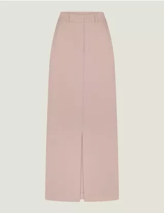 Картинка Спідниця міді рожева з розрізом