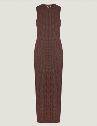 Картинка Сукня максі з ажурною в'язкою коричнева