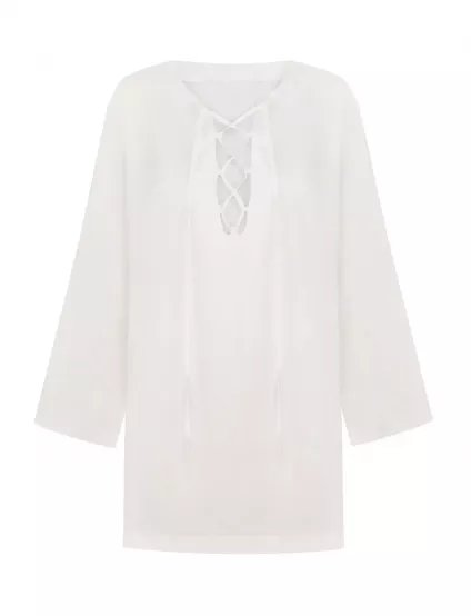 Картинка Сукня-сорочка міні біла