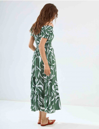 Картинка Сукня міді світло-зелена з принтом